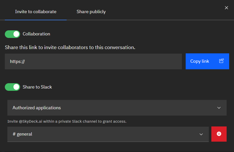 partager des messages sur slack