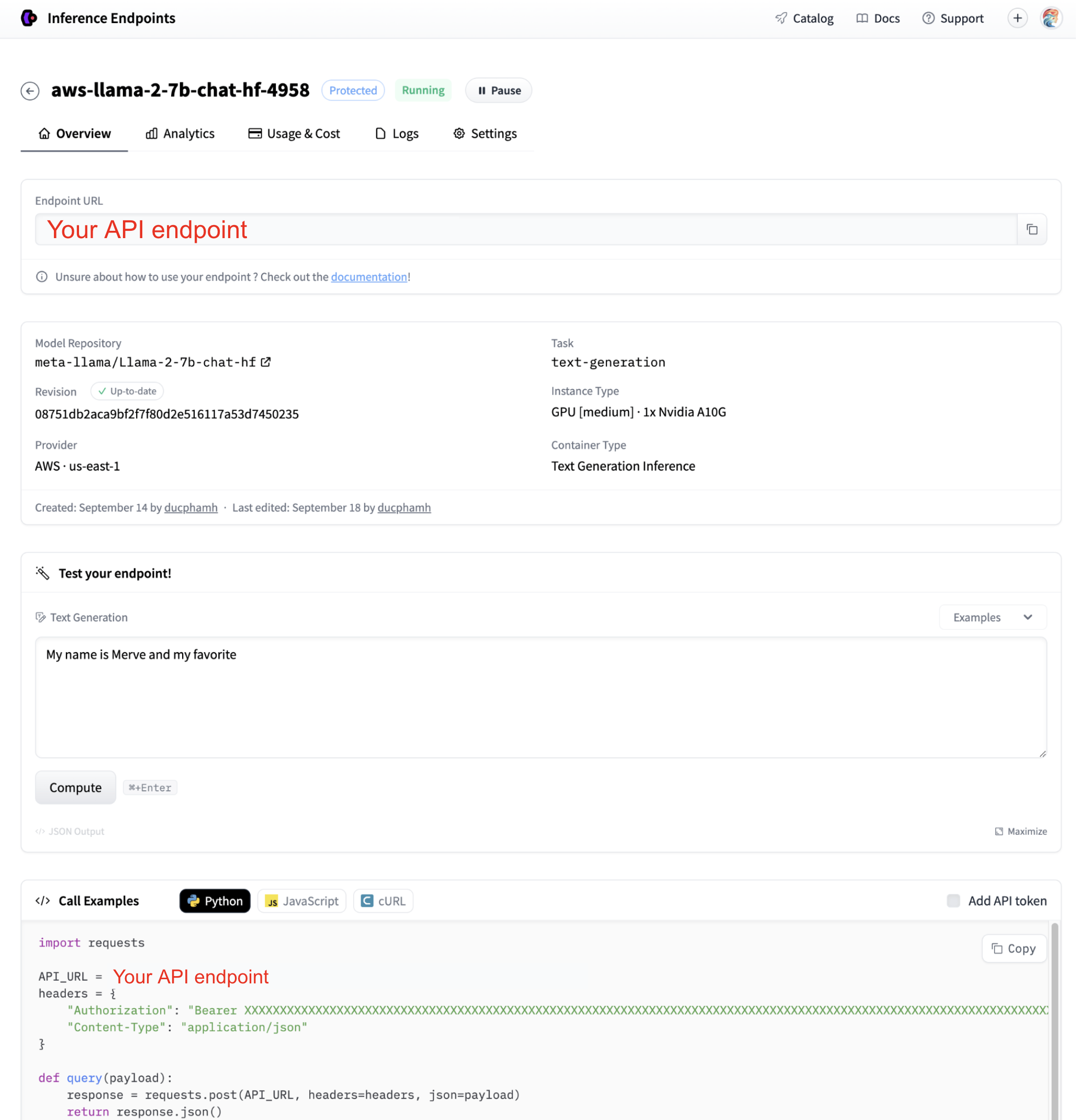 interface de déploiement huggingface